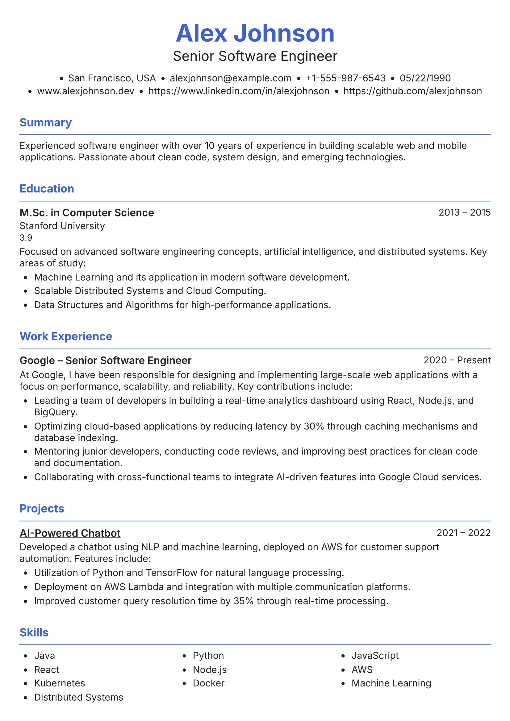 ATS-friendly single-column resume template