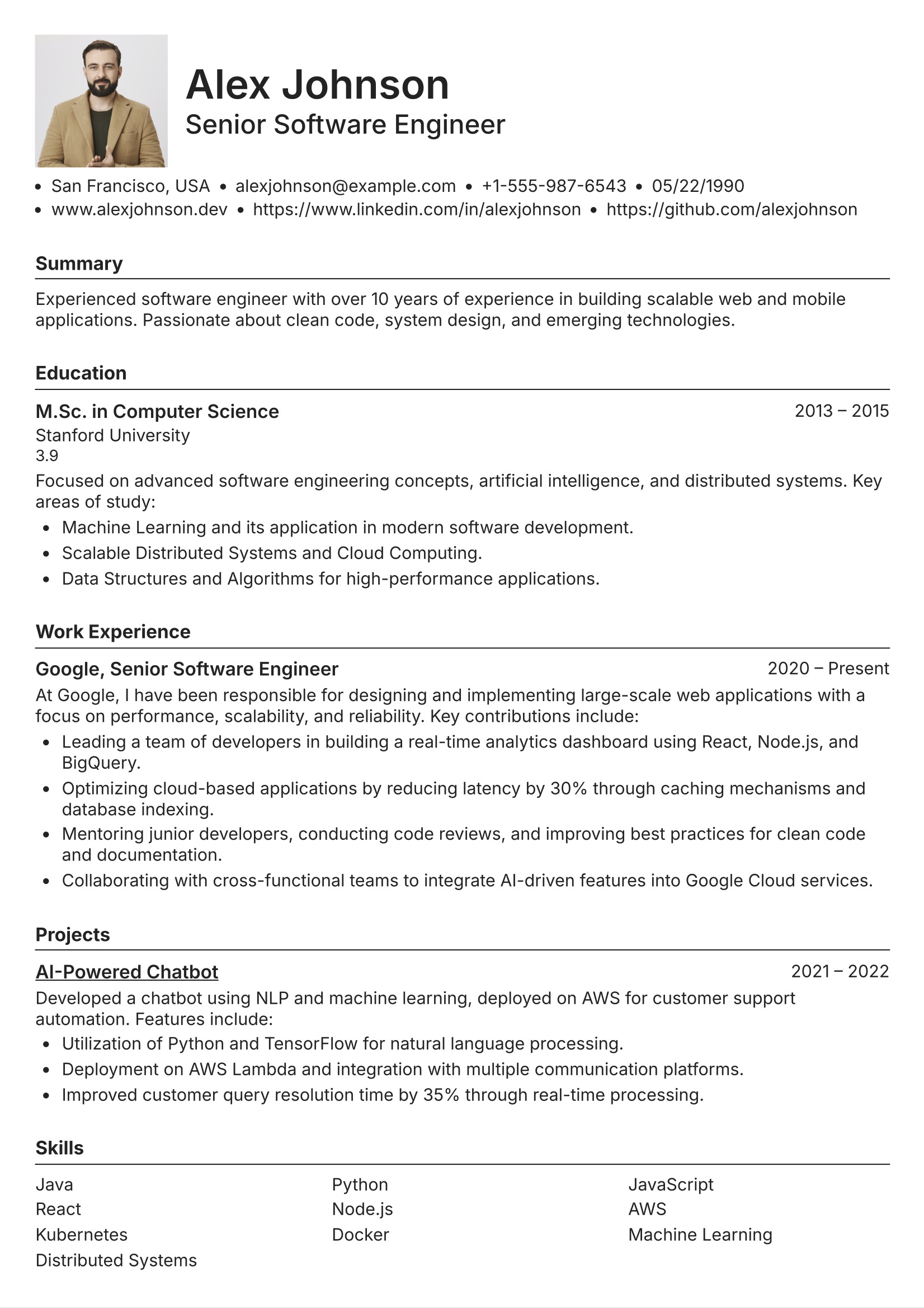 Minimalist resume template with simple design